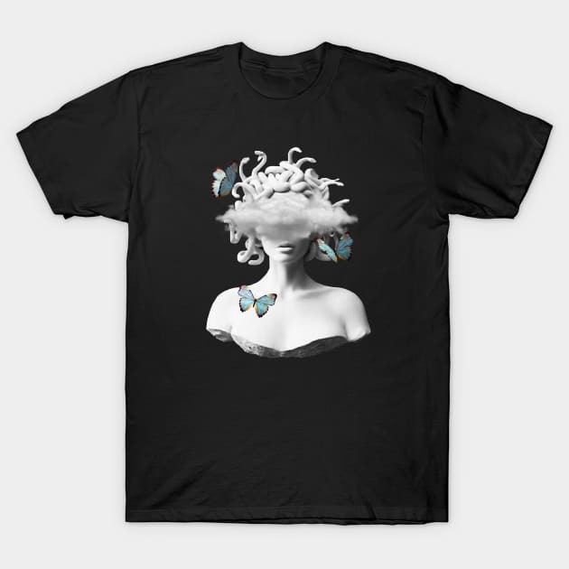 Medusa with butterflies design T-Shirt by Mia desiign